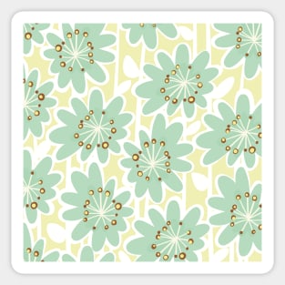 Fun flowerpower pattern in retro style, yellow , turquoise , white Sticker